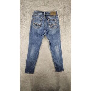 Silver Suki Skinny crop Jeans Womens 26x25 Blue Denim Mid Rise Capri Pants